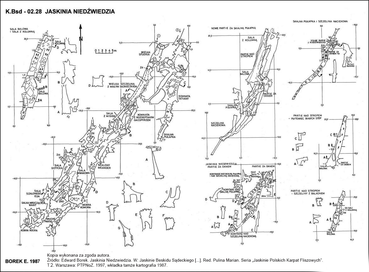 Jaskinia Niedźwiedzia Beskid Sadecki autor planu Edward Borek