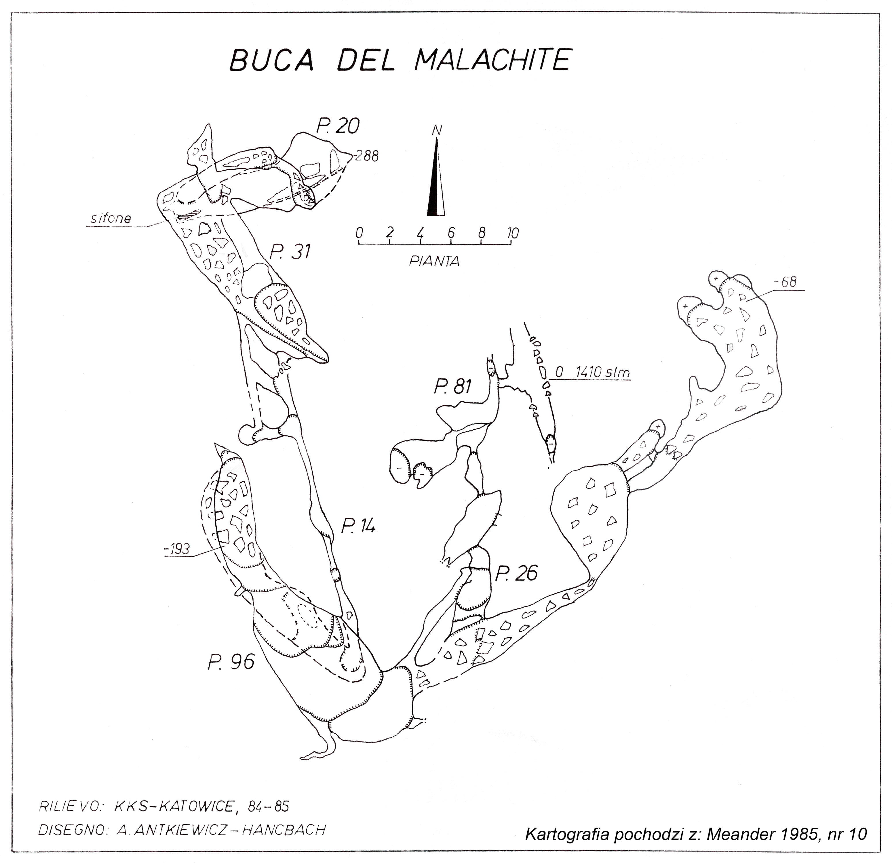 Abisso della Malachite i Buca Gamma - plan 1985
